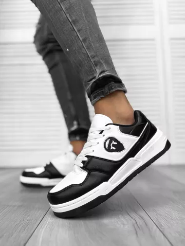 Adidasi barbati casual KRL, albi cu negru H99